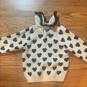 Hanna Andersson Cream and Black Heart Sweater